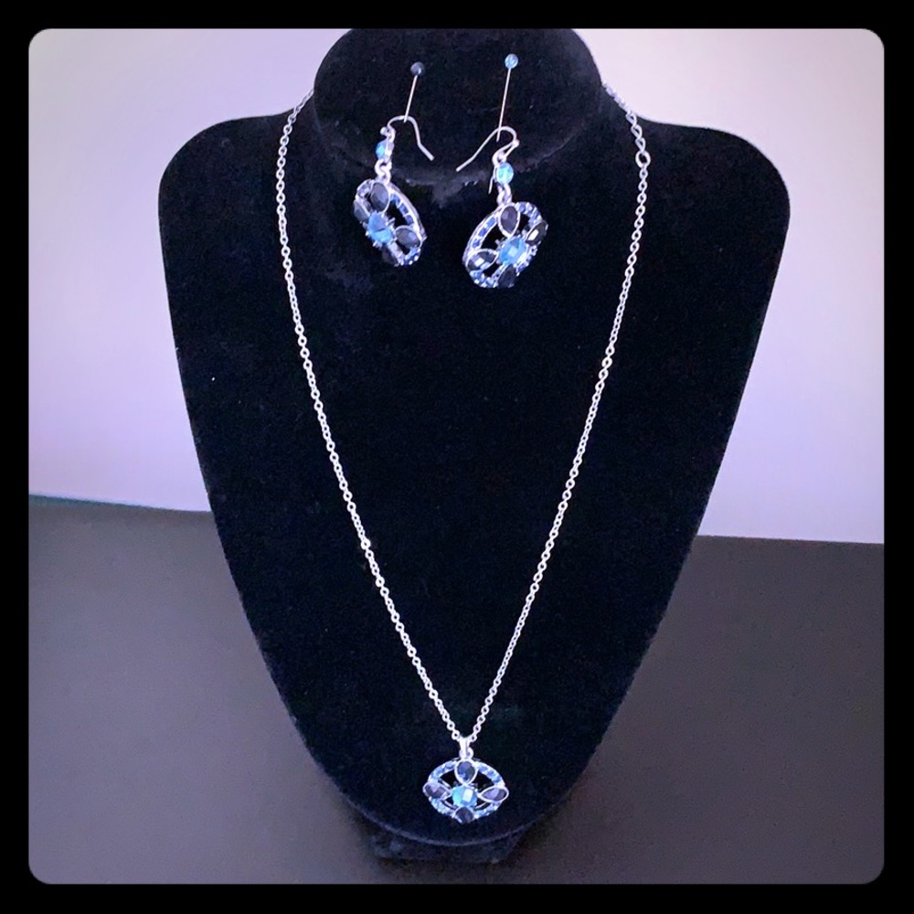 Blue 2028 Sliver Tone Necklace & Earring Set